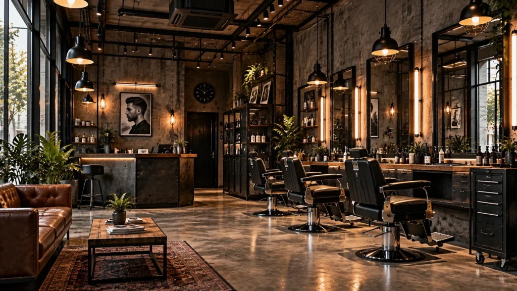 10 ไอเดีย ออกแบบร้านตัดผมชาย ให้เท่ มีสไตล์ และใช้งานได้จริง 3 ร้านสไตล์ Industrial เท่และมีเอกลักษณ์