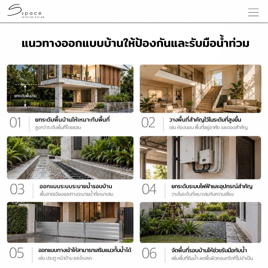 ออกแบบบ้านกันน้ำท่วมอย่างไร? รวมแนวทางออกแบบบ้านให้รับมือน้ำท่วม 4 แนวทางออกแบบบ้านให้ป้องกันและรับมือน้ำท่วม